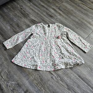 24M Girls Jumping Beans Gray Leopard Print Dress with Pink Accents